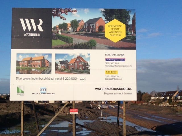 Waterrijk Boskoop Nieuwbouw Bouw Smit's Bouwbedrijf Bouwbord
